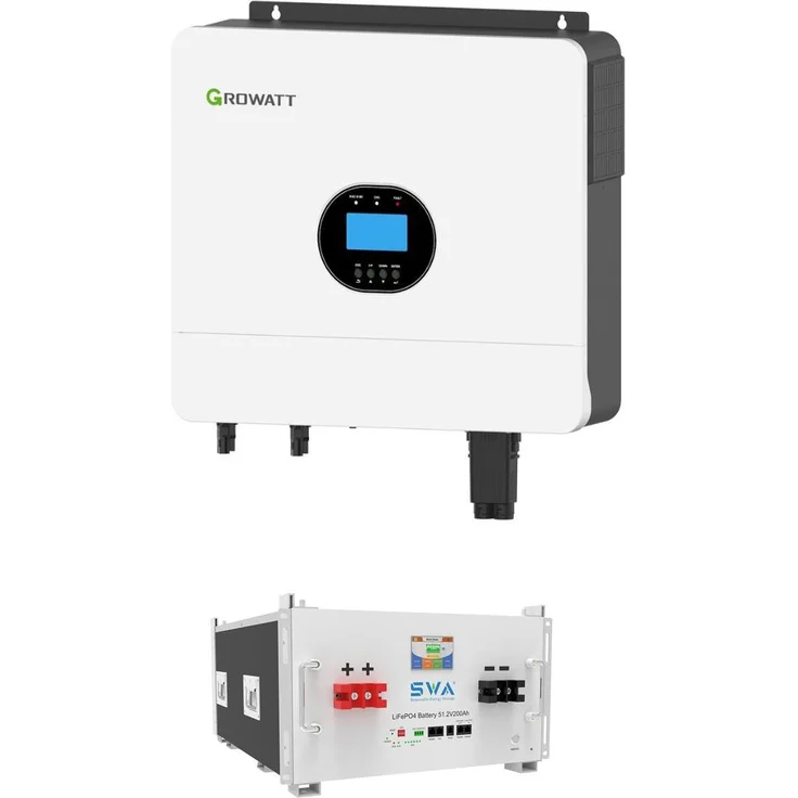 TZIPower 6kW Growatt SPF 6000 ES PLUS Wechselrichter, Off-Grid mit 48V SWA 10kWh LiFePO4 Batteriespeicher Rack