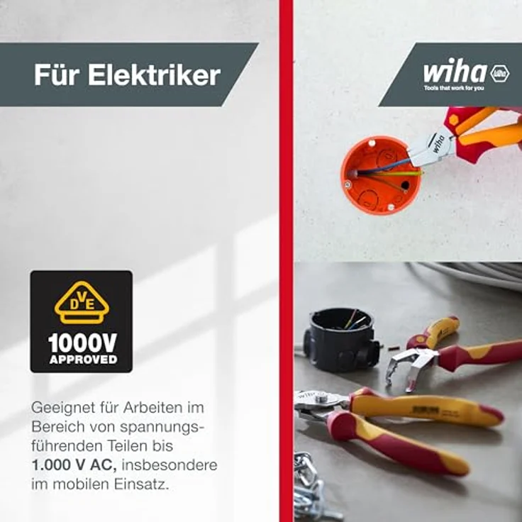Wiha Installationszange TriCut Professional electric VDE (38552), Seitenschneider  Abisolierzange  Abmanteln, Kombizange isoliert, Elektrikerzange, für Abzweig- und Verteilerdosen, 170 mm – Bild 3