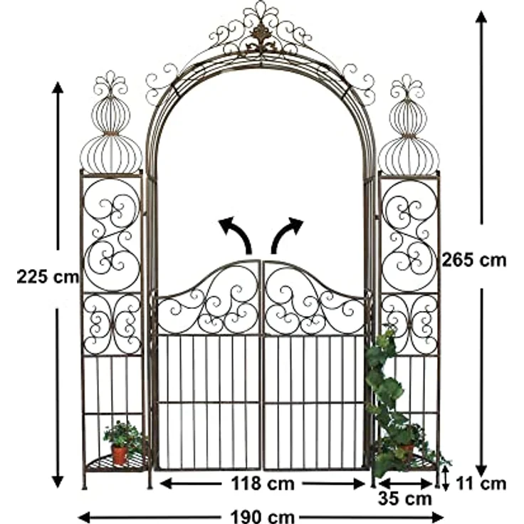 DanDiBo Rosenbogen mit Tür Tor aus Metall 120853 Rundbogen Antik Torbogen Gartentor Rankhilfe Schmiedeeisen – Bild 2