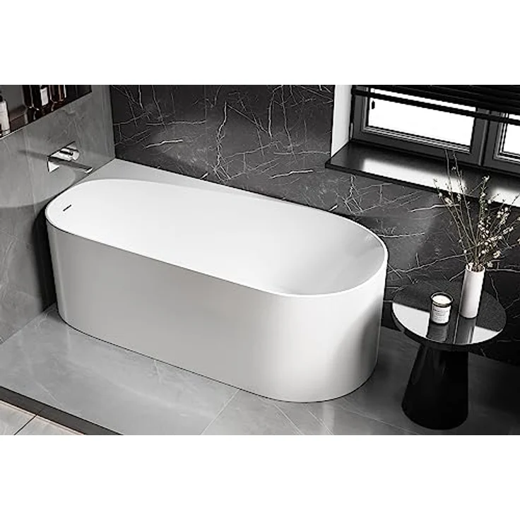 BERNSTEIN Eck-Badewanne Onda Corner 170 x 78 x 58 cm - Standbadewanne aus Sanitäracryl mit Doppelwandiger Konstruktion - Weiß glänzend, Einbau Links – Bild 2