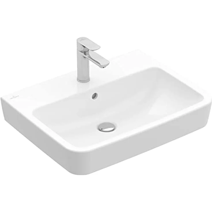 Villeroy & Boch Waschbecken O.novo 550x460mm, Eckig mit 1 Hahnloch und Überlauf, Weiß Alpin – Bild 1