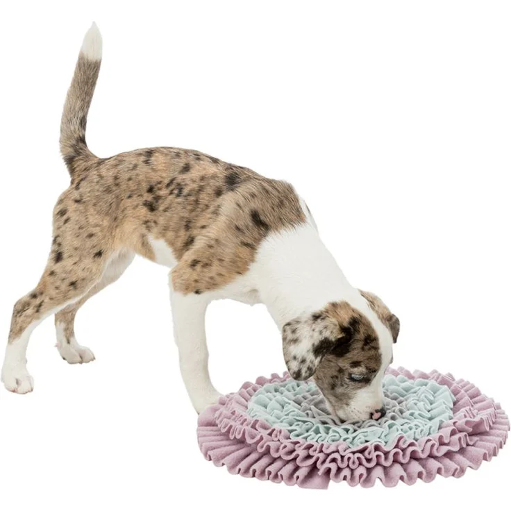 Trixie Schnüffelteppich für Welpen oder Kitten ø 38 cm Intelligenzspielzeug Level 1, waschbar bei 30°C, inkl. Trainingsanleitung 100 % Polyester – Bild 6