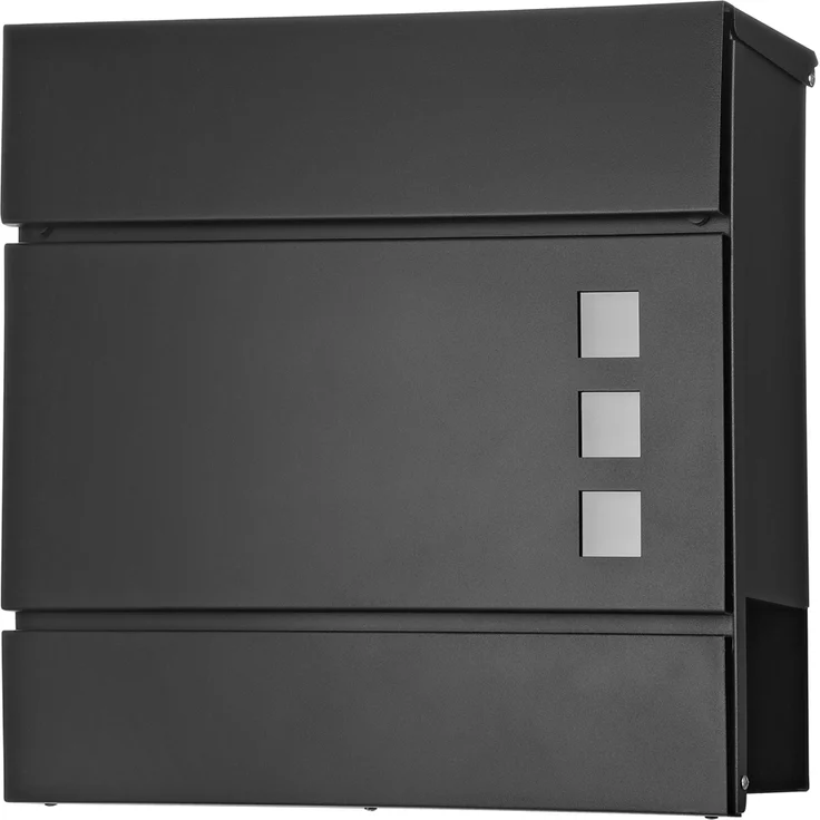 Briefkasten Edelstahl Wandbriefkasten Zeitungsfach Zeitungsrolle Namenschild Design Mailbox Kasten Postkasten Wandmontage - Schwarz – Bild 1