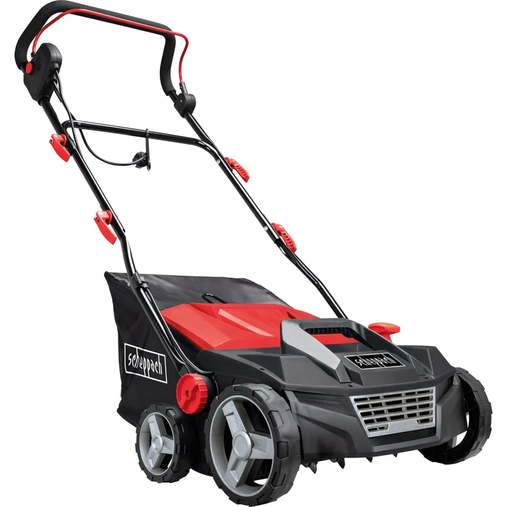 Scheppach Elektro Vertikutierer SC38 Entmooser Moosentferner 38cm Arbeitsbreite 45L Box 1600W Leistung verstellbare Arbeitshöhe -12 bis +6 mm Vertikutier -& Lüfter-Aufsatz mit 16/24 Messern – Bild 1