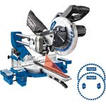 Scheppach Kappzugsäge Kappsäge HM90SL Posaunenauszug Gehrungssäge LED & Laser und 2. Sägeblatt Schnitthöhe 65mm - Schnittbreite 300mm 2200W Leistung Sägeblatt-Ø 216 mm ausziehbare Auflagen