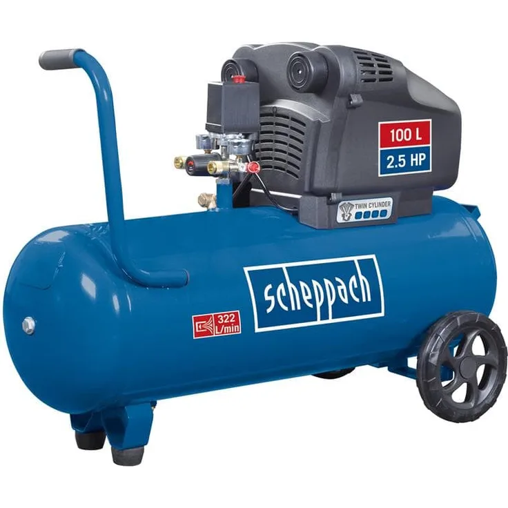 Scheppach HC105DC Druckluft Kompressor 10 bar 1,8 kW 100 Liter, Ölfrei