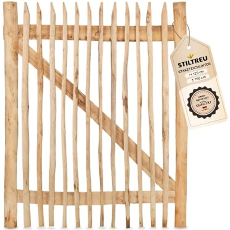 STILTREU Staketenzaun-Tor (genagelte Ausführung), Edelkastanie B120 cm H150 cm