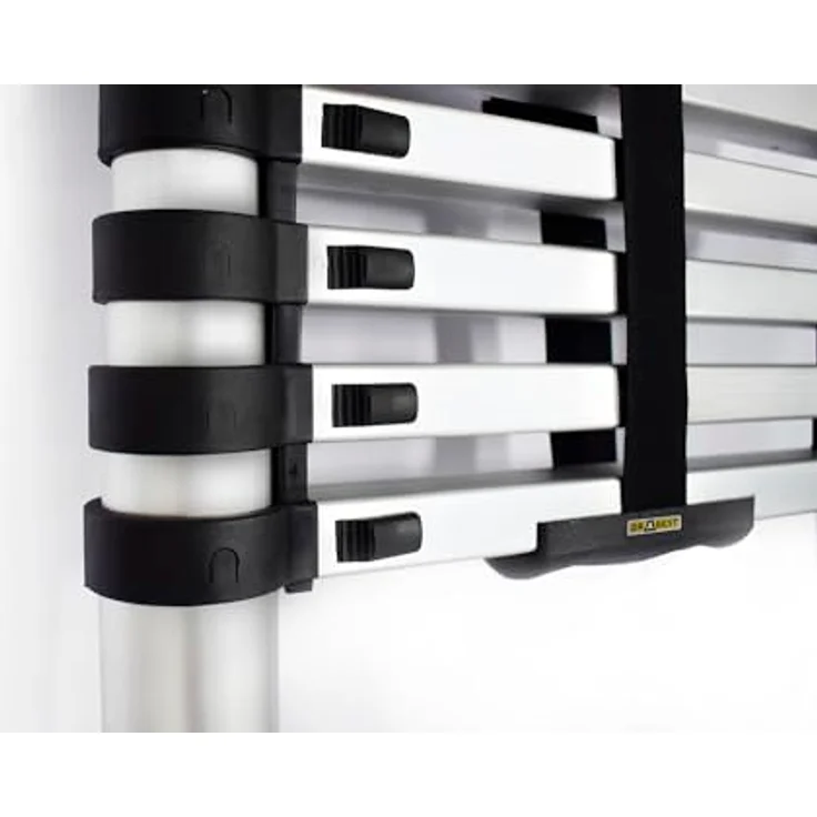DRABEST Teleskopleiter - Ausziehbar - Klappbar - 9 Stufen - Arbeitshöhe 3,7m, Aluleiter - Mehrzweckleiter - Multifunktionsleiter, Rutschfest - Tragbar - Aluminium, Robust & Sicher - Silber – Bild 4