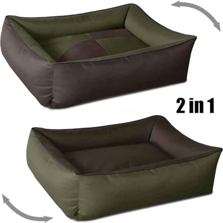 BedDog Hundebett MAX QUATTRO mit Rand, abnehmbarer Bezug - Flexibles, kariertes Design, für kleine und große Hunde - Blau – Bild 2