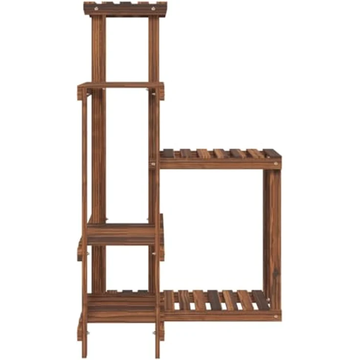 vidaXL Blumenständer, Pflanzständer 62,5x61,5x101,5 cm Massivholz Tanne, Karbonisiertes Braun, robust und wetterbeständig – Bild 5