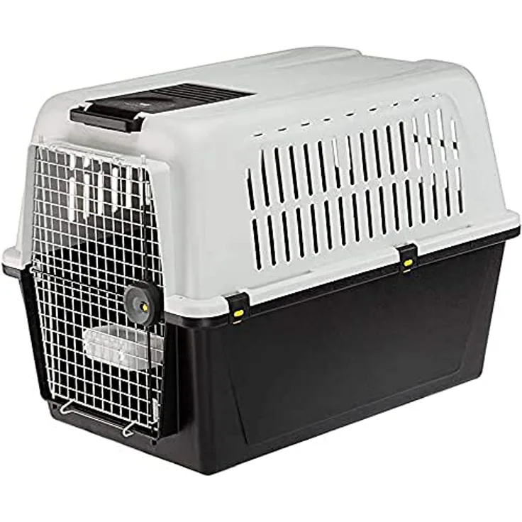 Ferplast Hundetransportbox Transportbox für mittelgroße Hunde ATLAS 60, Reisebox für Hunde, Sicherheitsverriegelung, Lüftungsgitter, 61 x 91 x h 68 cm Grau