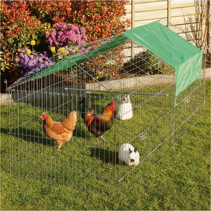 Zooprinz Premium Freigehege, Gittergehege mit Sonnenschutz für Kaninchen, Hühner und Welpen, wetterfest, einfacher Aufbau, 3 Größen verfügbar