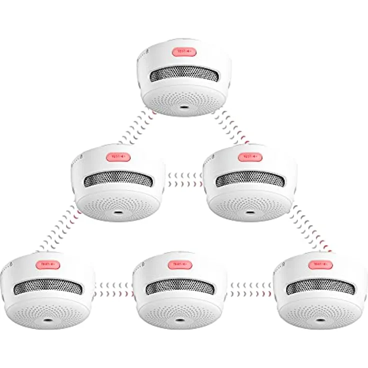 X-Sense Rauchmelder vernetzt - Funkrauchmelder mit austauschbarer Batterie, EN 14604 funkvernetzbarer Brandmelder, Rauchwarnmelder mit Übertragungsreichweite von über 250 m, XS01-WR Link+, 6er Set