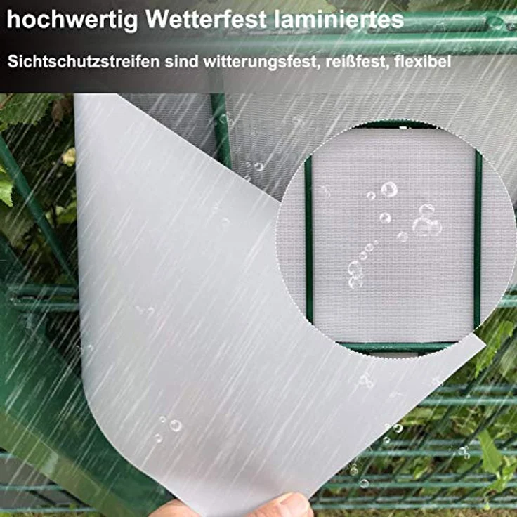 Intergo PVC Sichtschutzstreifen 70m Rolle Grau, UV-beständig & reflexionsarm inkl. Befestigungsclips Gartensichtschutz – Bild 6