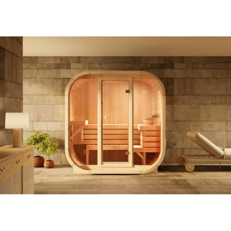 FinnTherm Sauna Innensauna Ellipso M, 42 mm Wandstärke, nordische Fichte – Bild 2