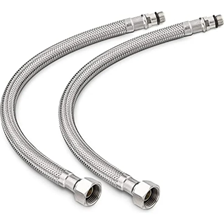 Navaris 2x Stahlflex Schlauch Armaturenanschluss - G3/8 Zoll x M10 x 30cm x 1 AG - Wasserhahn Armatur 3/8" Anschlussschlauch - Verbindungsschlauch – Bild 5