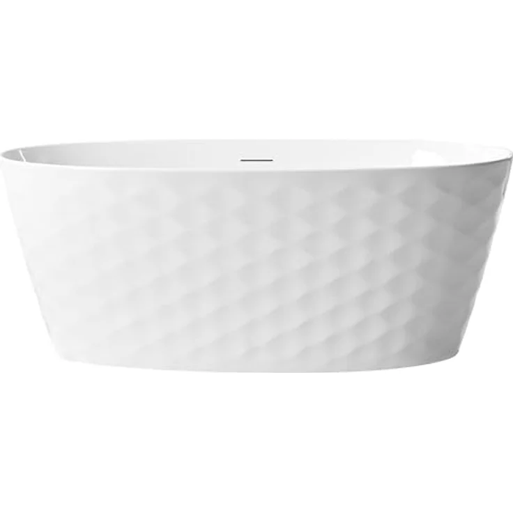 Beliani Badewanne Chubut, freistehend aus strapazierfähigem Acryl, 230 l, 150 cm, modernes weißes Finish mit Diamantmuster – Bild 5