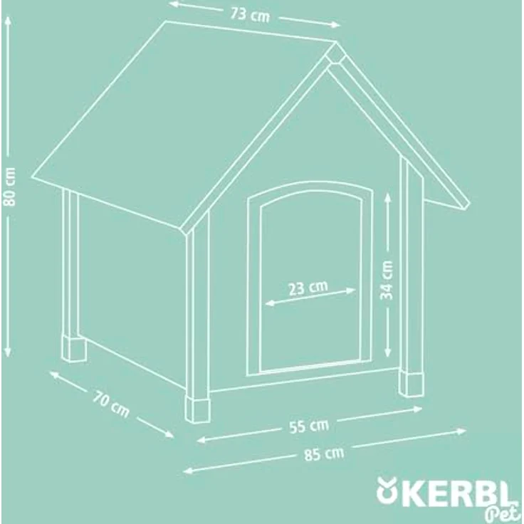 Kerbl Pet 82394 Hundehütte 85 x 73 x 80 cm, wetterfestes Material, Satteldach, Holzfüße, höhenverstellbar - Preisvergleich – Bild 5