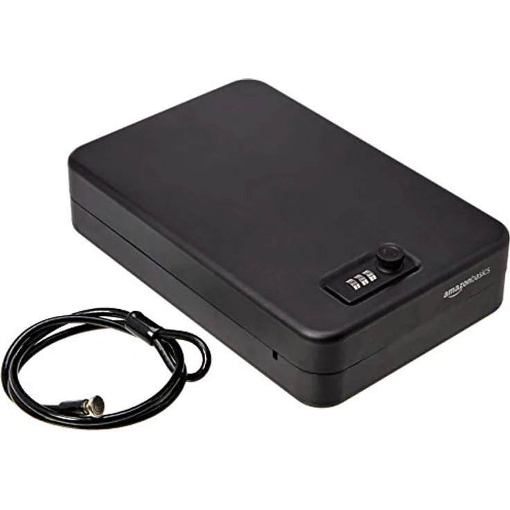 Amazon Basics - Tragbare Sicherheitsbox, Kombinationsschloss, XXL, Schwarz