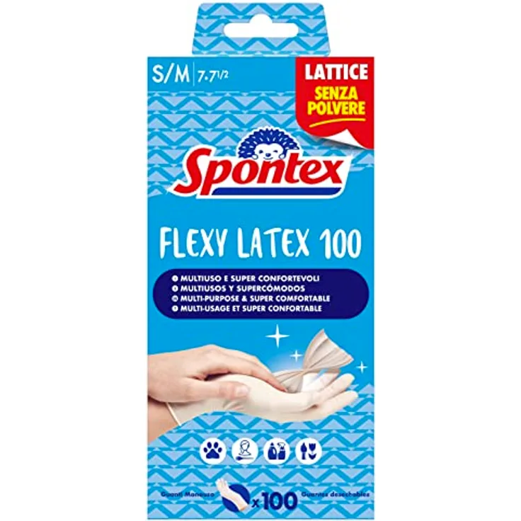 Latex Flexy Latex x 100 Mapa Spontex Latex Handschuhe Einweghandschuhe 100 Stück Größe S/M