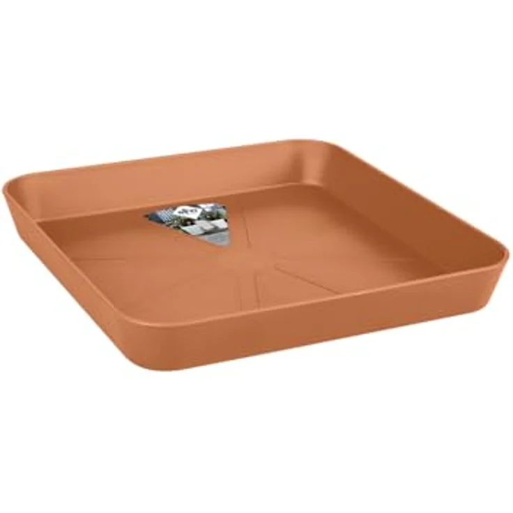 elho Loft Urban Untersetzer Eckig 28 - Blumentopf Untersetzer für Außen - Ø 27.5 x H 3.8 cm - Recyceltes Plastik - Braun/Terra – Bild 1