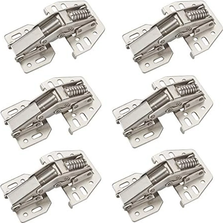 SOTECH JUNKER Aufschraubscharniere 90° mit Montageanschlag, vernickelt, verstellbare Stahl-Möbelscharnieren, 6er Pack – Bild 1