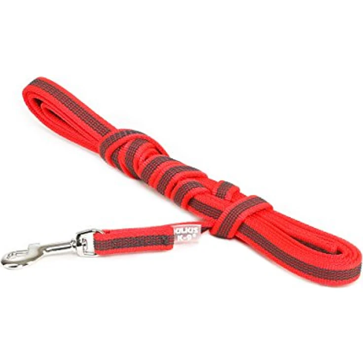 JULIUS K-9 IDC Color & Gray gumierte Leine, 14 mm x 3 m mit verstärktem Haltegriff, Rot-Grau – Bild 1