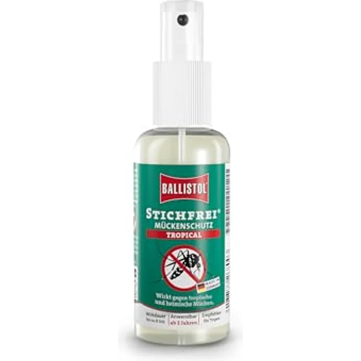 Ballistol Stichfrei Tropical, Insektenschutz-Spray mit 20% Icaridin und 5% Citrepel, 8 Stunden Schutz gegen Mücken und Zecken – Bild 1