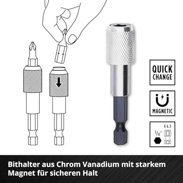 Einhell BELT CLIP 118495 Bit-Set 32-teilig, TORX, PZ, PH, Schlitz, Tamper, inkl. 60-mm-Bithalter, robustes Chrom Vanadium, kompakte Bit-Box mit Gürtelclip – Bild 6
