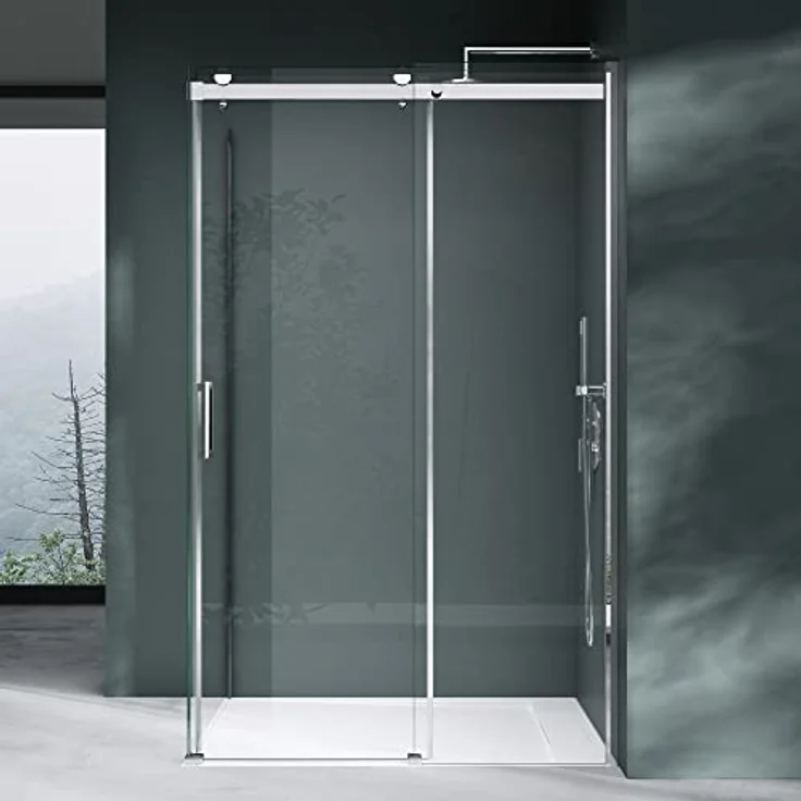 Mai & Mai Eckdusche Duschkabine Schiebetür Duschabtrennung Rechteckig 8mm ESG Nano Rav17, BxT: 120x70 cm, Klarglas mit Aluminium Rahmen und beidseitiger NANO-Beschichtung – Bild 2