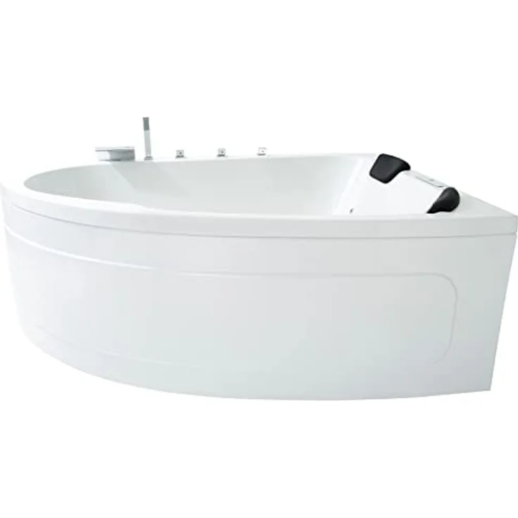 Basera® Whirlpool-Badewanne PREMIUM Indoor Eck-Whirlpool Badewanne Guam Re. 180x130cm für 2 Pers., Weiß, mit 25 Massagedüsen, Heizung, Ozongenerator, Wasserfall, LED, Touch... – Bild 1