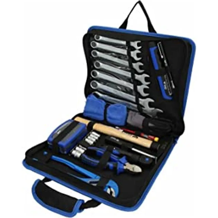 BRILLIANT TOOLS Universal-Werkzeug-Satz 58-tlg. in Nylontasche, wasserabweisend mit Micro-Leder Haptik, inklusive Ring-Maulschlüsseln und SMD-Lampe