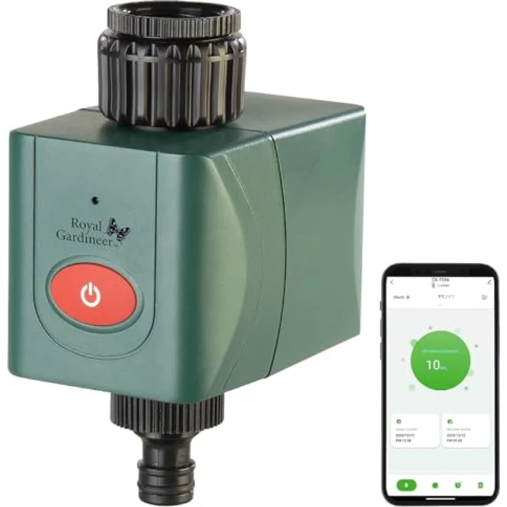 Royal Gardineer Elesion WLAN-Bewässerungscomputer BWC-610 mit Ventil, Wetterdatenabgleich via App, sprachsteuerbar, bis zu 10 Bewässerungszyklen pro Tag – Bild 1