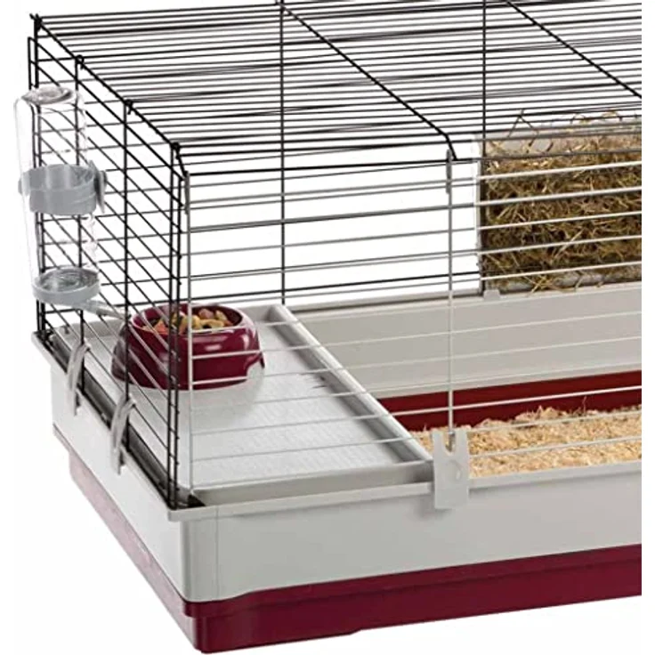 Ferplast Kleintierkäfig KROLIK 160, Hasenkäfig innen mit Zubehör, Kaninchenkäfig groß auf für Meerschweinchen, Maße: 162 x 60 x 50 cm – Bild 3