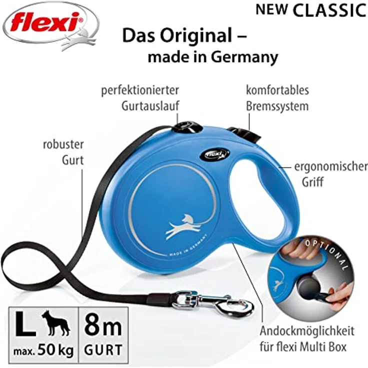 Flexi Hundeleine New Classic L Länge: 8 m, blau – Bild 2