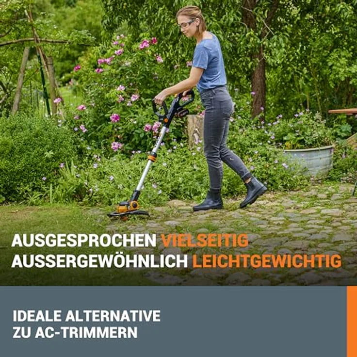WORX WG163E.9 Akku Rasentrimmer 20V Kantenschneider Rasen 2-in-1 Funktion: Rasentrimmer und Kantenschneider Inkl. Distanzschutz, Kantenschneiderad, Fadenspule, Ohne Akku und Ladegerät – Bild 2