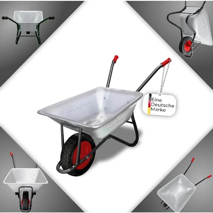 MAXCRAFT Schubkarre 150 kg 100 L Bauschubkarre Gartenschubkarre Transportkarre Schiebkarre mit Luftbereifung - Schwarz – Bild 8