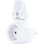 SCHWAIGER 661552 Zwischensteckdose PIR Bewegungsmelder Steckdosen-Adapter Licht-Sensor Dämmerungssensor Nachtlicht drehbar 100°, 8m Reichweite
