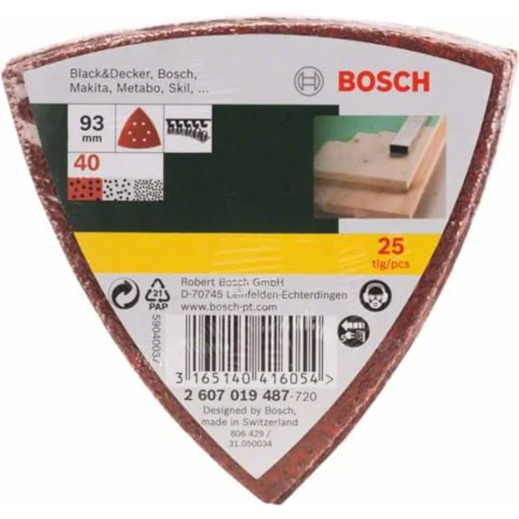 Bosch DIY 25tlg. Schleifblatt-Set verschiedene Materialien für Deltaschleifer (Körnung 40, 6 Löcher) - Preisvergleich – Bild 2
