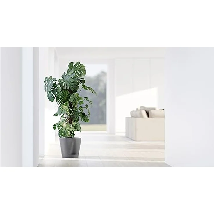 ECOPOTS Blumentopf Venice 2 mit Bewässerung Grau - Durchmesser Ø 30 cm rund groß - Pflanzentopf aus Recycling Kunststoff - Übertopf mit Wasserversorgung modern für Indoor und Outdoor – Bild 3
