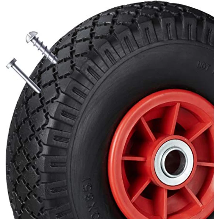 Relaxdays 2x Sackkarrenrad, pannensichere Vollgummireifen, 3.00-4 Zoll, 20 mm Achse, bis 80 kg, 260 x 85 mm, schwarz-rot - Preisvergleich – Bild 6