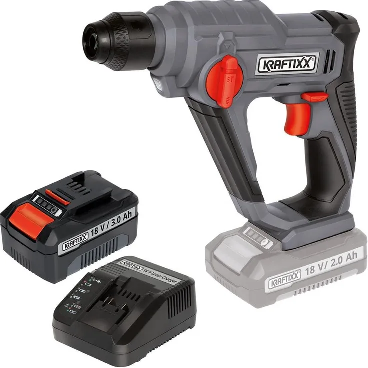 KRAFTIXX® Akku-Bohrhammer KX-BH 18 Li, 18 V, max. 900 U/min, Set 3-tlg, inkl. 3,0Ah Akku, SDS-Plus, Power X-Change kompatibel