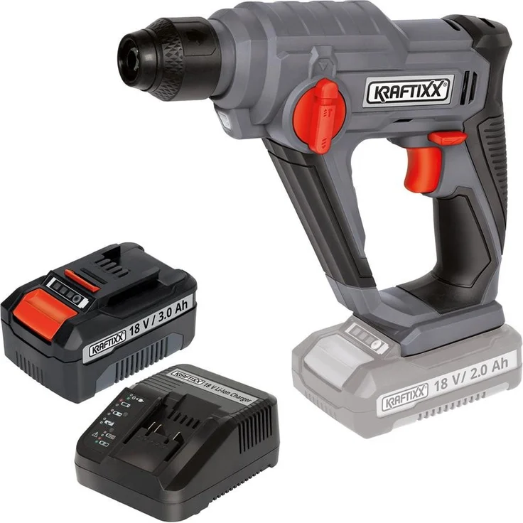 KRAFTIXX® Akku-Bohrhammer KX-BH 18 Li, 18 V, max. 900 U/min, Set 3-tlg, inkl. 3,0Ah Akku, SDS-Plus, Power X-Change kompatibel