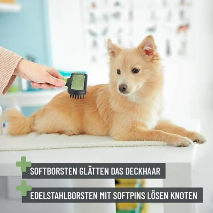 ReaVET Zupfbürste 2in1 - Hundebürste, Katzenbürste mit Langhaar - Fellbürste für Hunde, Katzen I Bürste für die tägliche Fellpflege I Doppelseitige Haustierbürste mit sanften Borsten & Zinken – Bild 3