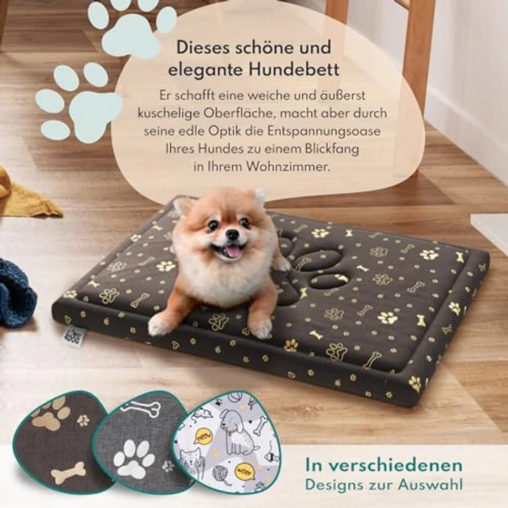FDM Luna wasserdichtes Hundebett 100 x 70 cm Polyurethanschaum mit waschbarem Bezug Grau mit Gelb – Bild 5