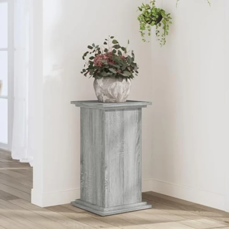 vidaXL Blumenständer Pflanzenständer Grau Sonoma 33x33x60 cm Holzwerkstoff (1 St) - Robustes und langlebiges Material, große stabile Oberfläche, hohle Konstruktion zur Stabilitätssteigerung – Bild 2