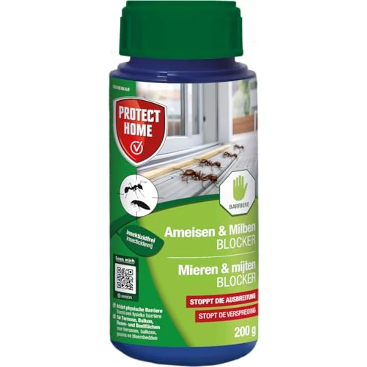 PROTECT HOME Ameisen & Milben Blocker, insektizidfreies Naturmittel gegen Ameisen und Milben, 200 g Dose für Garten und Rasen – Bild 1
