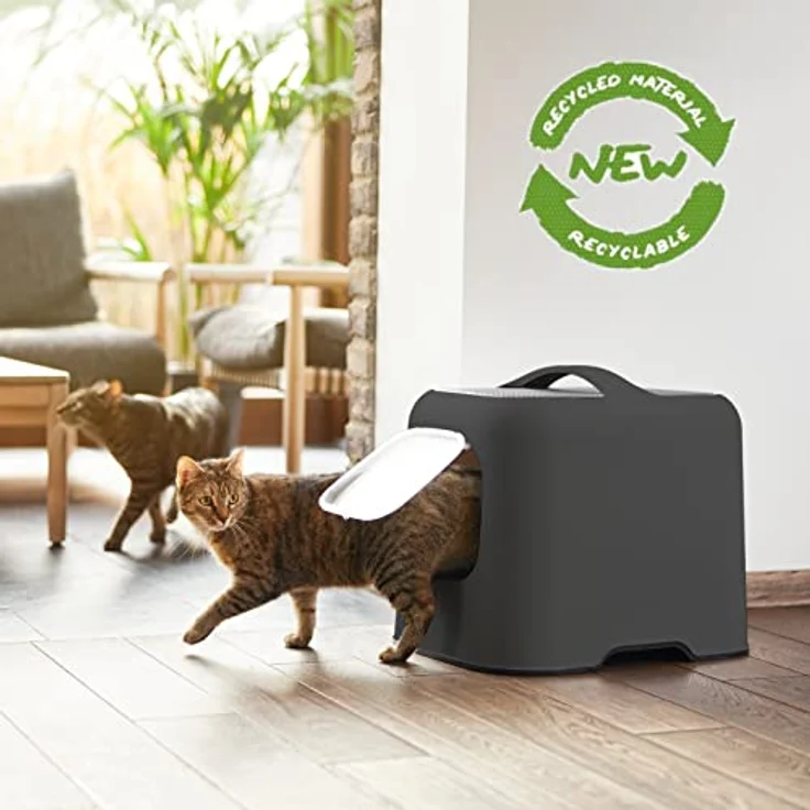 Rotho MyPet Biala Katzenklo mit Haube und Schaufel, Kunststoff (PP recycelt), anthrazit, (51.0 x 39.5 x 44.3 cm) – Bild 2