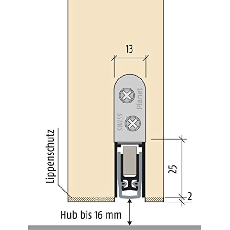 PLANET 31078 Türdichter KT-FH, 771 x 13 x 25 mm, einseitig, Aluminium Natur, Automatischer Türdichter für 1- und 2 flügelige Drehtüren – Bild 2