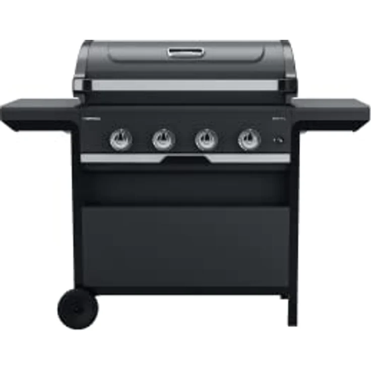 Campingaz Select 4 L Gasgrill, BBQ mit 4-Brennern aus Edelstahl, Deckel mit Thermometer; mit InstaClean Reinigungssystem, Fettauffangschale & 2 abklappbaren Seitenablagen, 12 kW Leistung – Bild 1